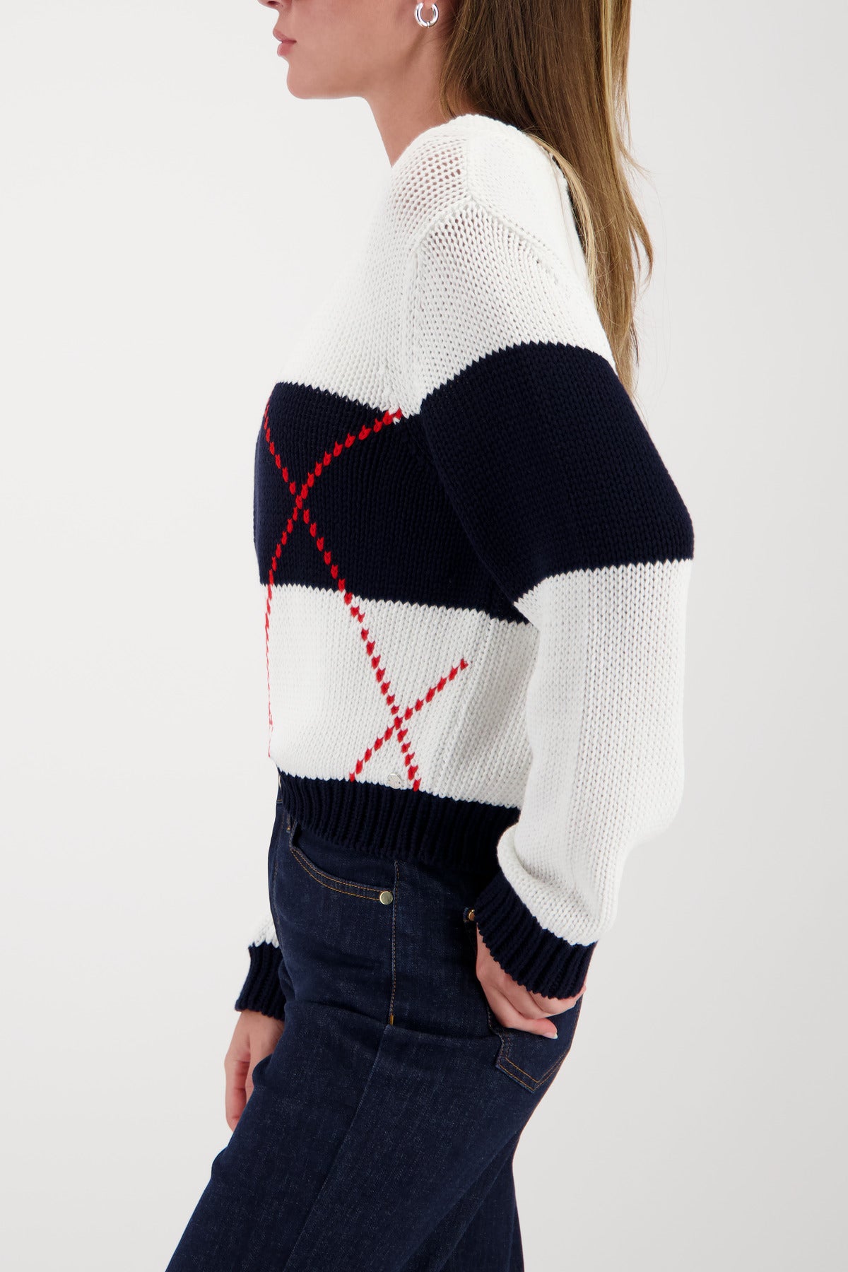 Marine Diamond Stripe Sweater - 410218