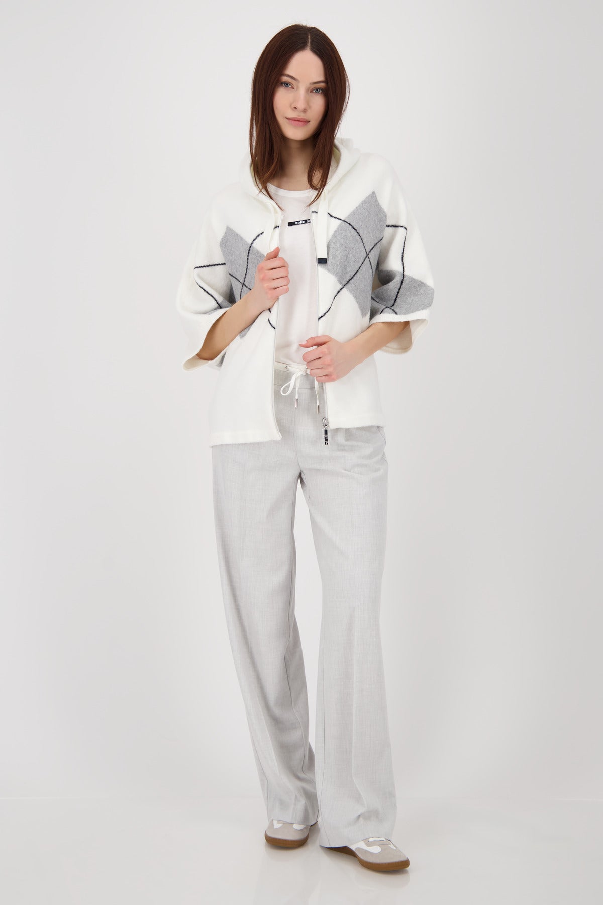 Off White Argyle Cardigan - 808916