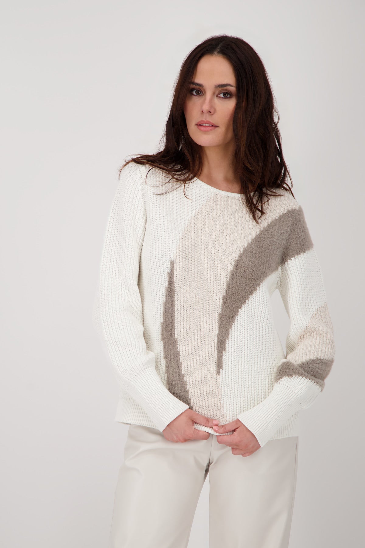 Off White Intarsia Sweater - 808973