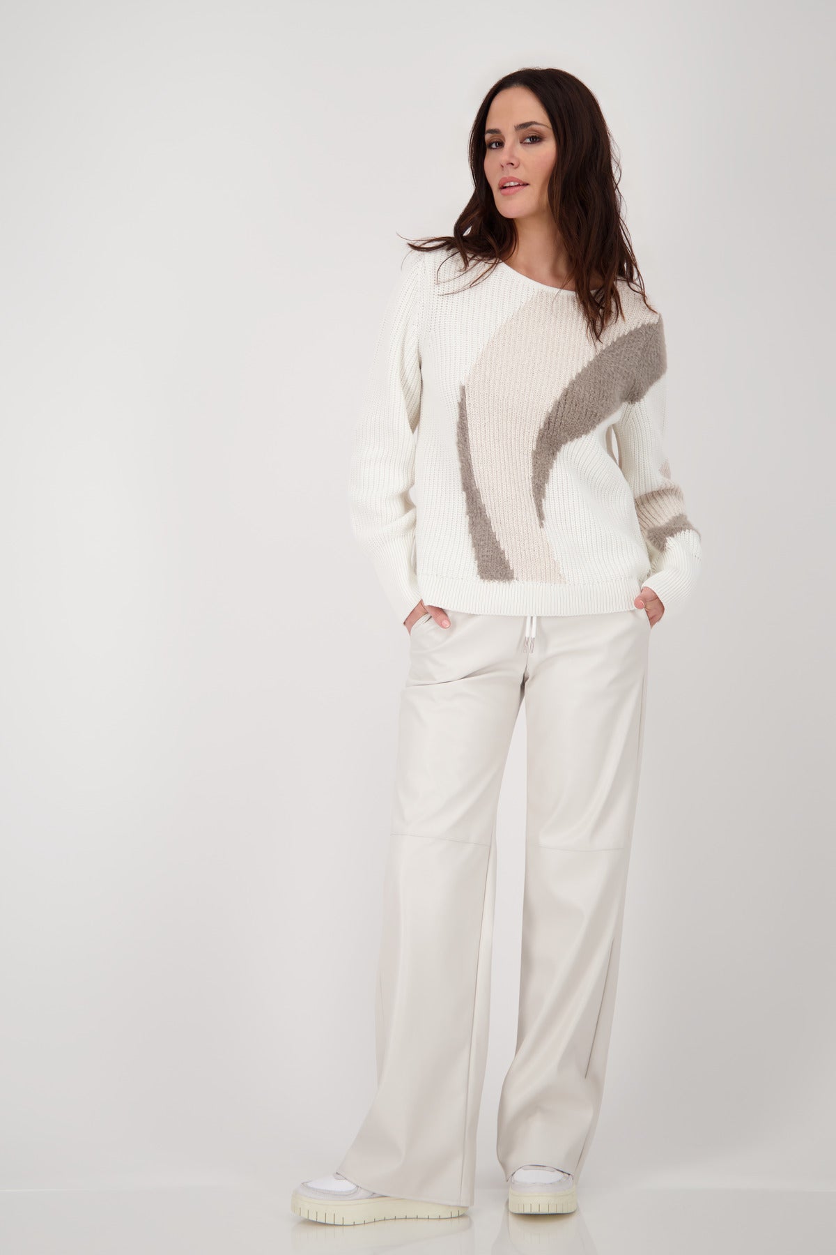 Off White Intarsia Sweater - 808973
