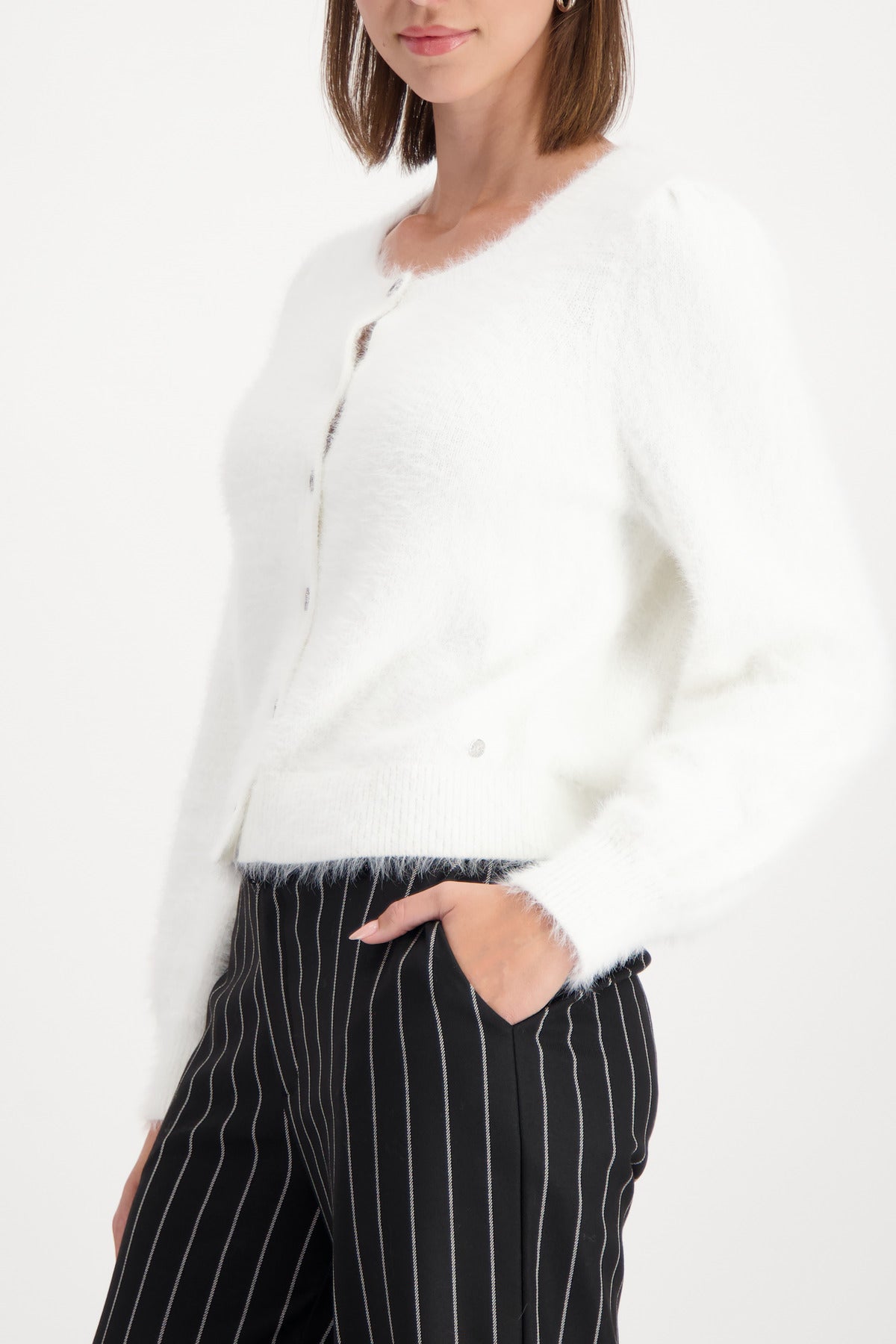 Off White Plush Cardigan - 809569