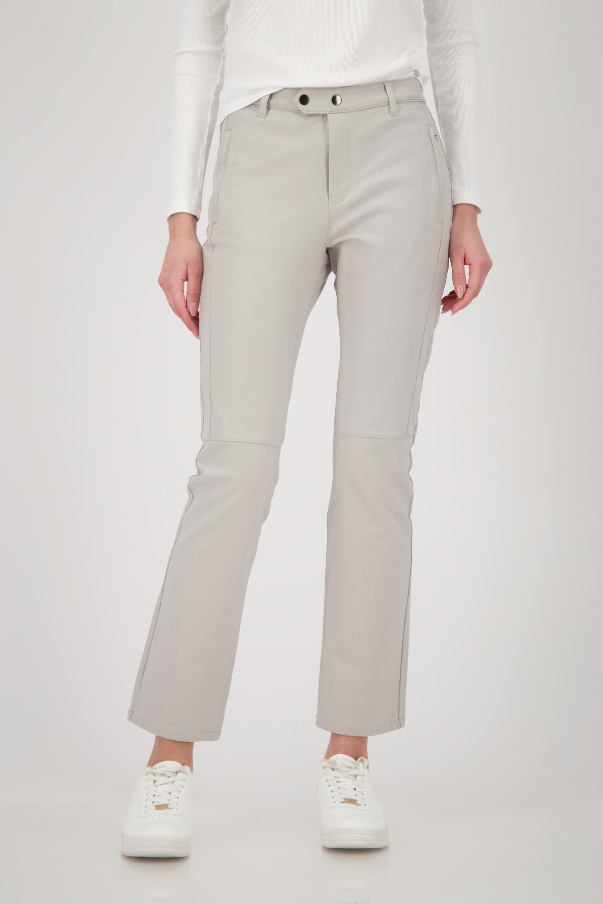 Greige Faux Leather Trousers - 808778