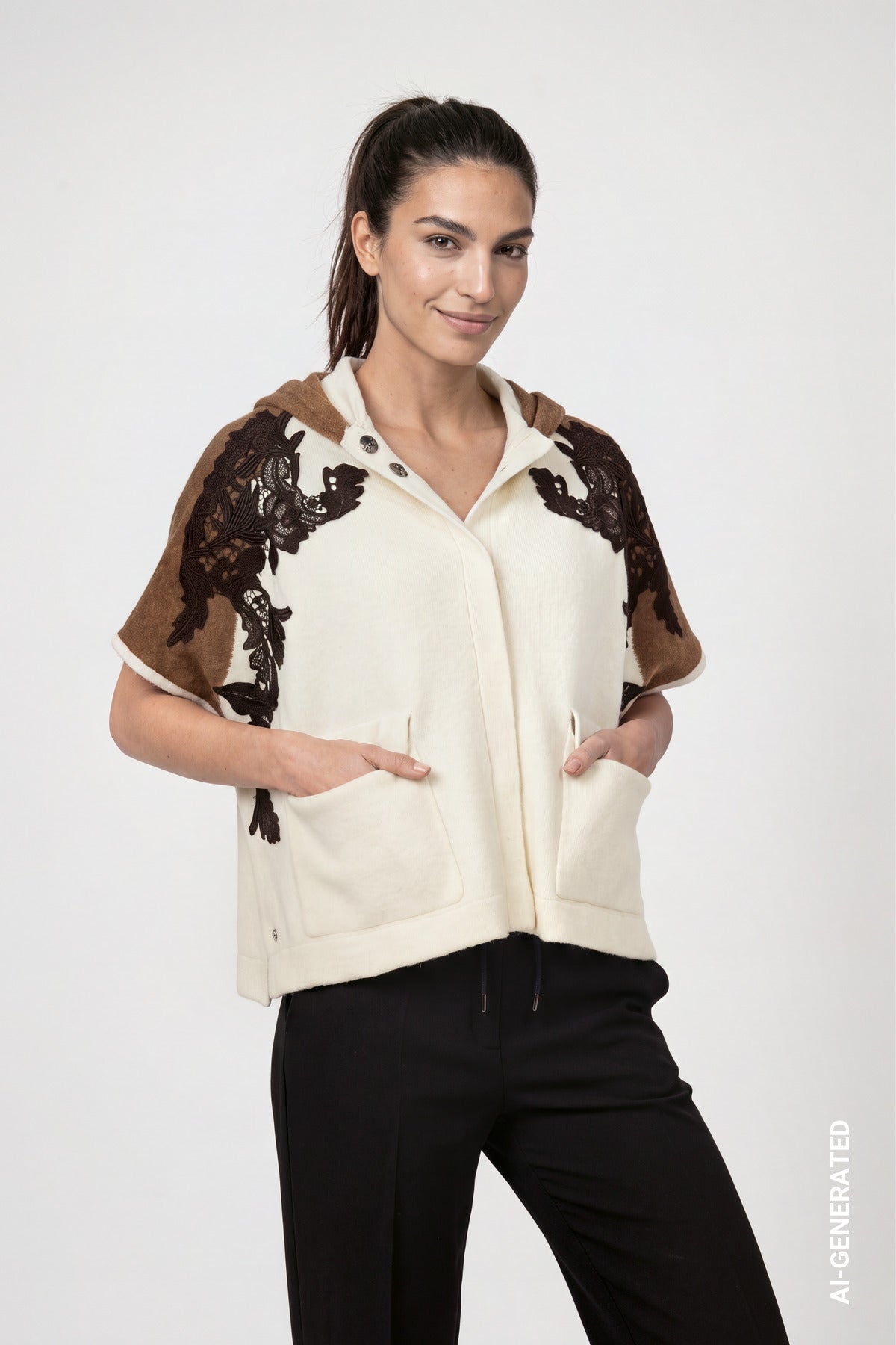 Antique White Hooded Cardigan - 809929
