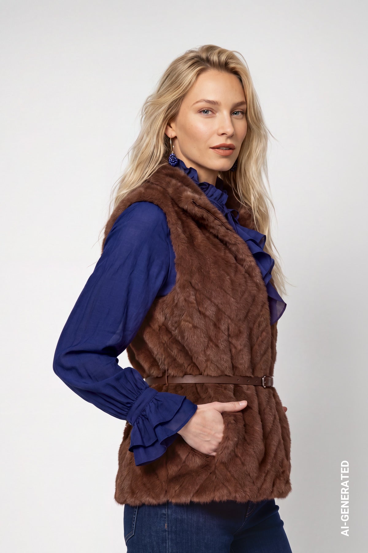Dark Tiramisu Faux Fur Vest - 810468