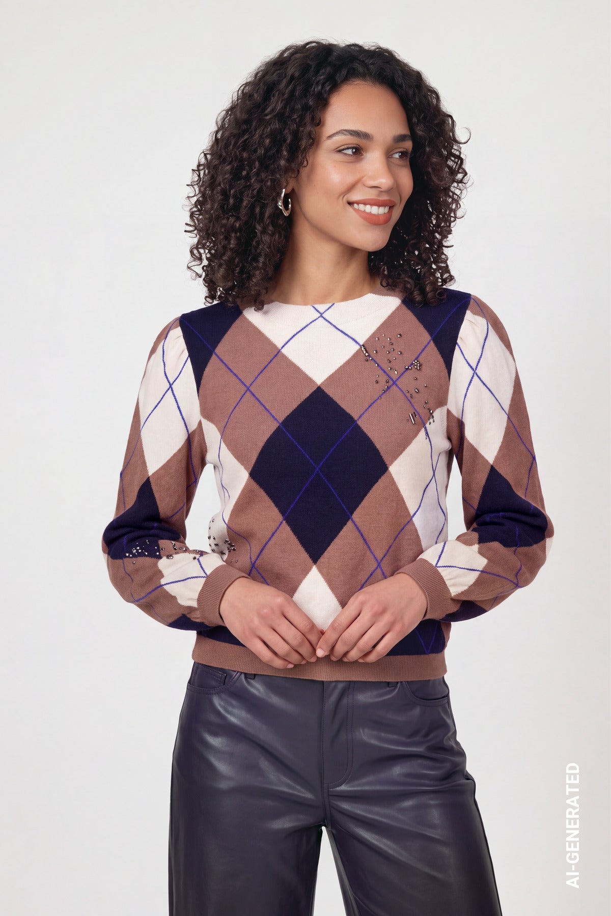Tiramisu Argyle Sweater - 810364