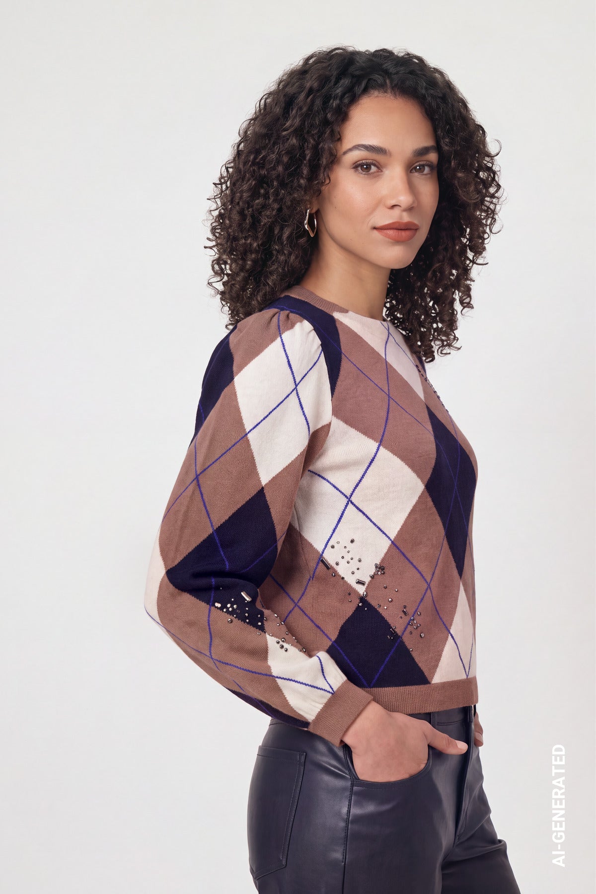 Tiramisu Argyle Sweater - 810364