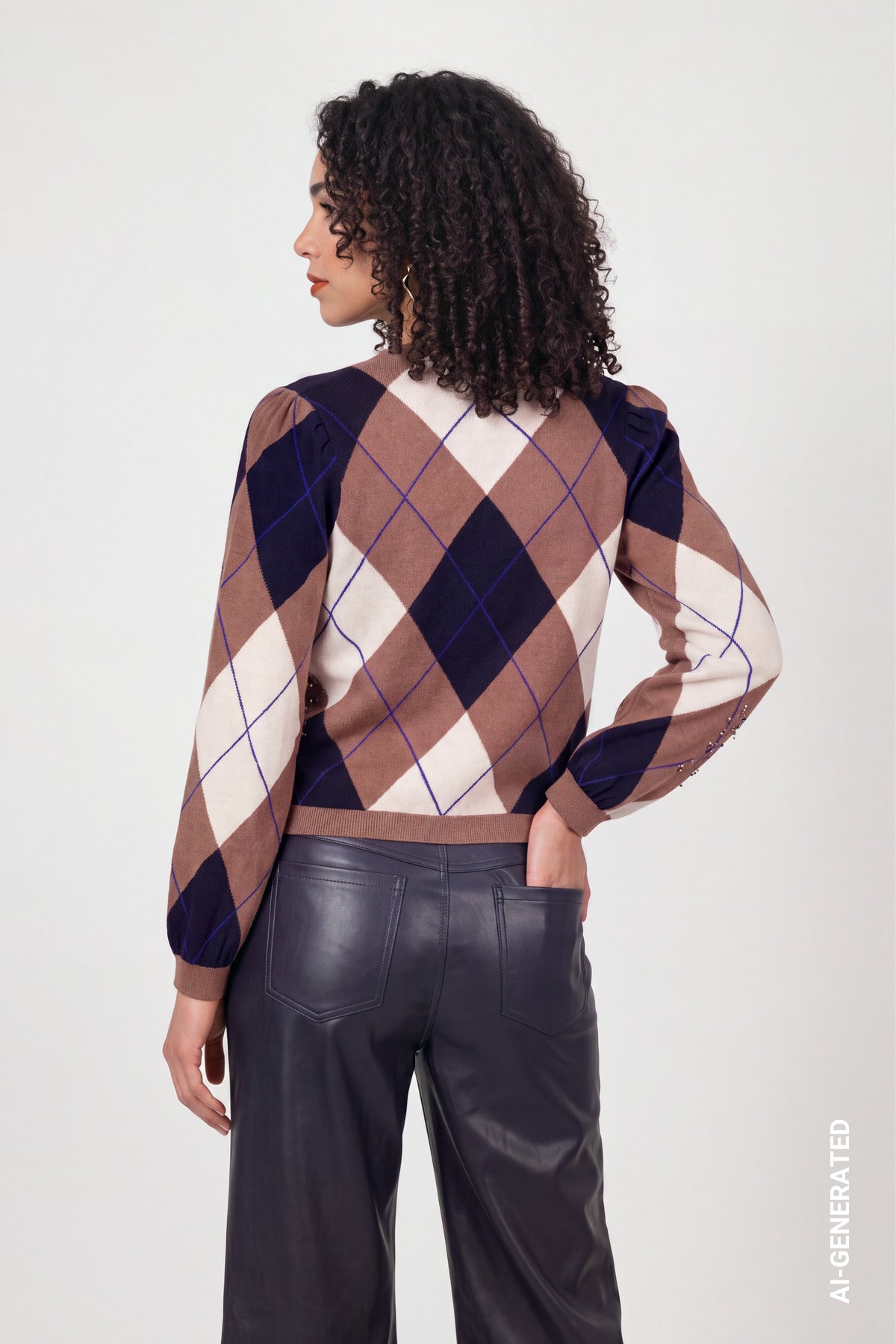 Tiramisu Argyle Sweater - 810364