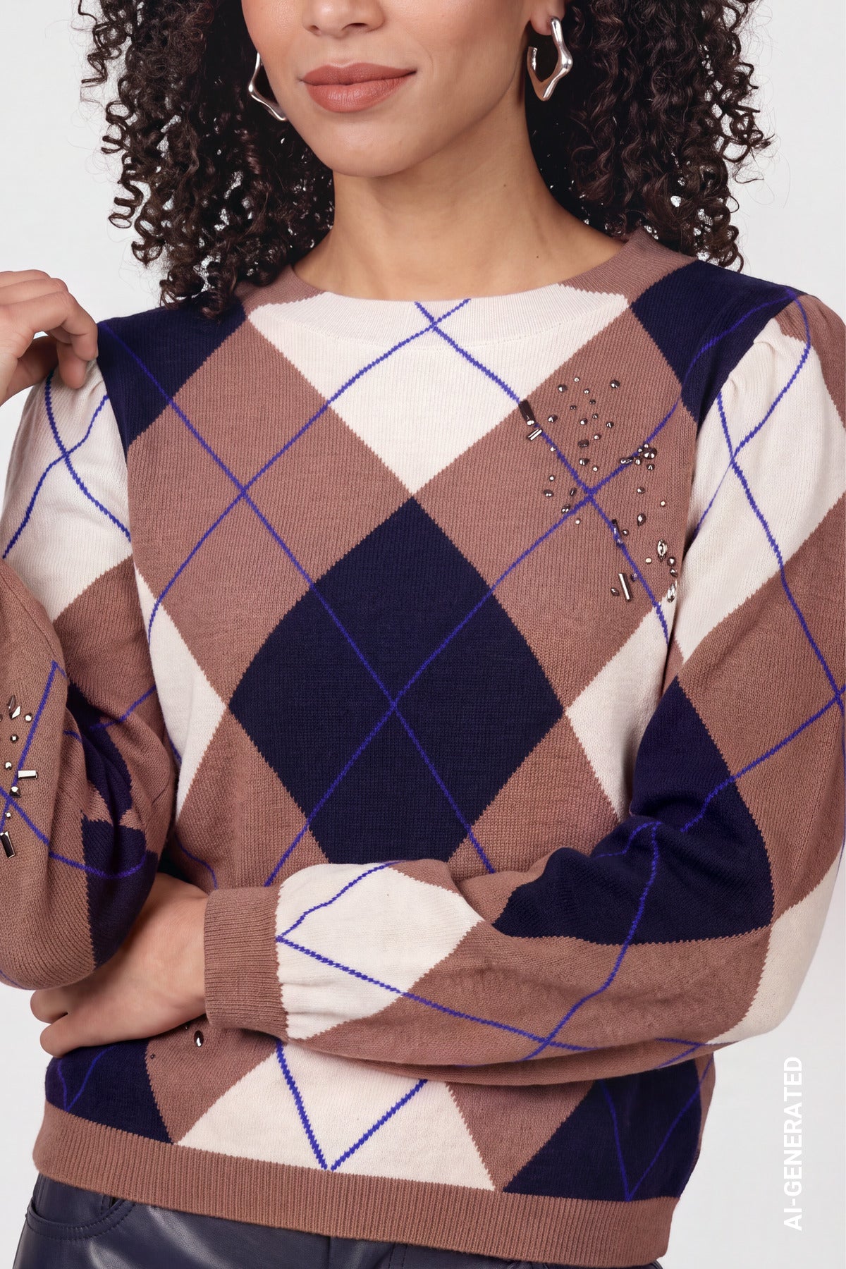 Tiramisu Argyle Sweater - 810364