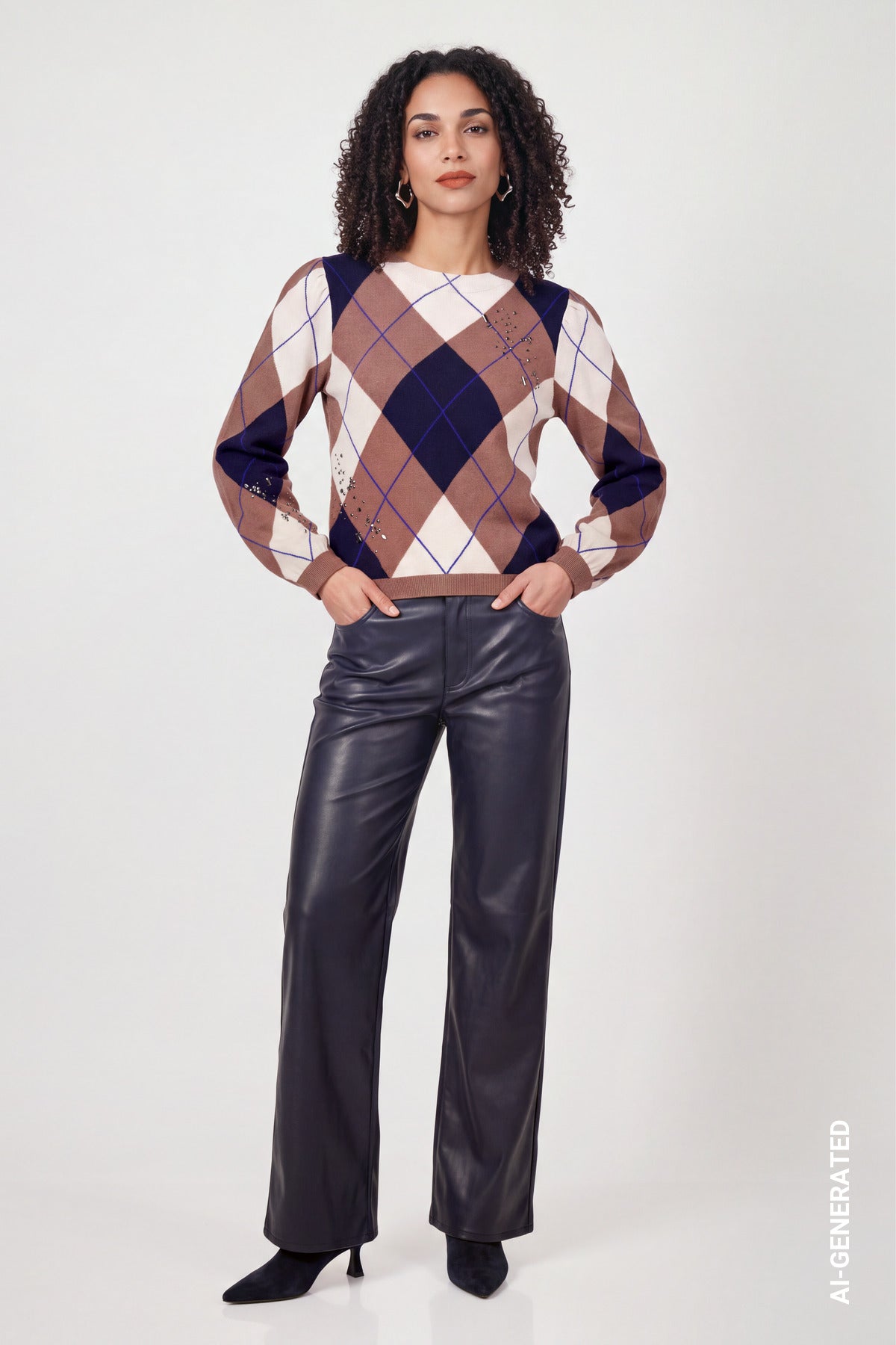 Tiramisu Argyle Sweater - 810364