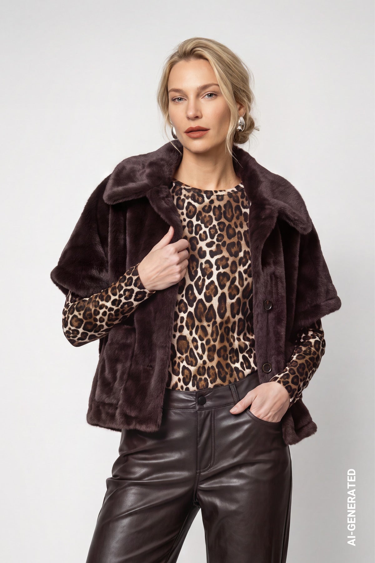 Black Coffee Faux Fur Jacket - 809797