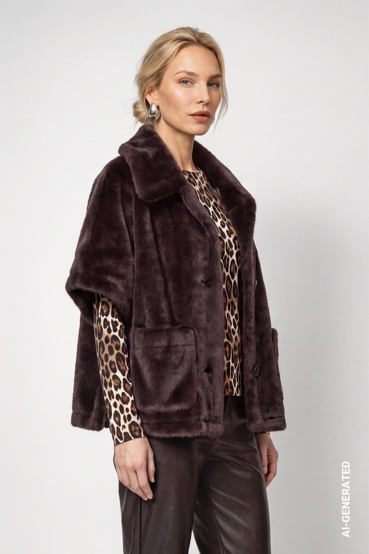 Black Coffee Faux Fur Jacket - 809797