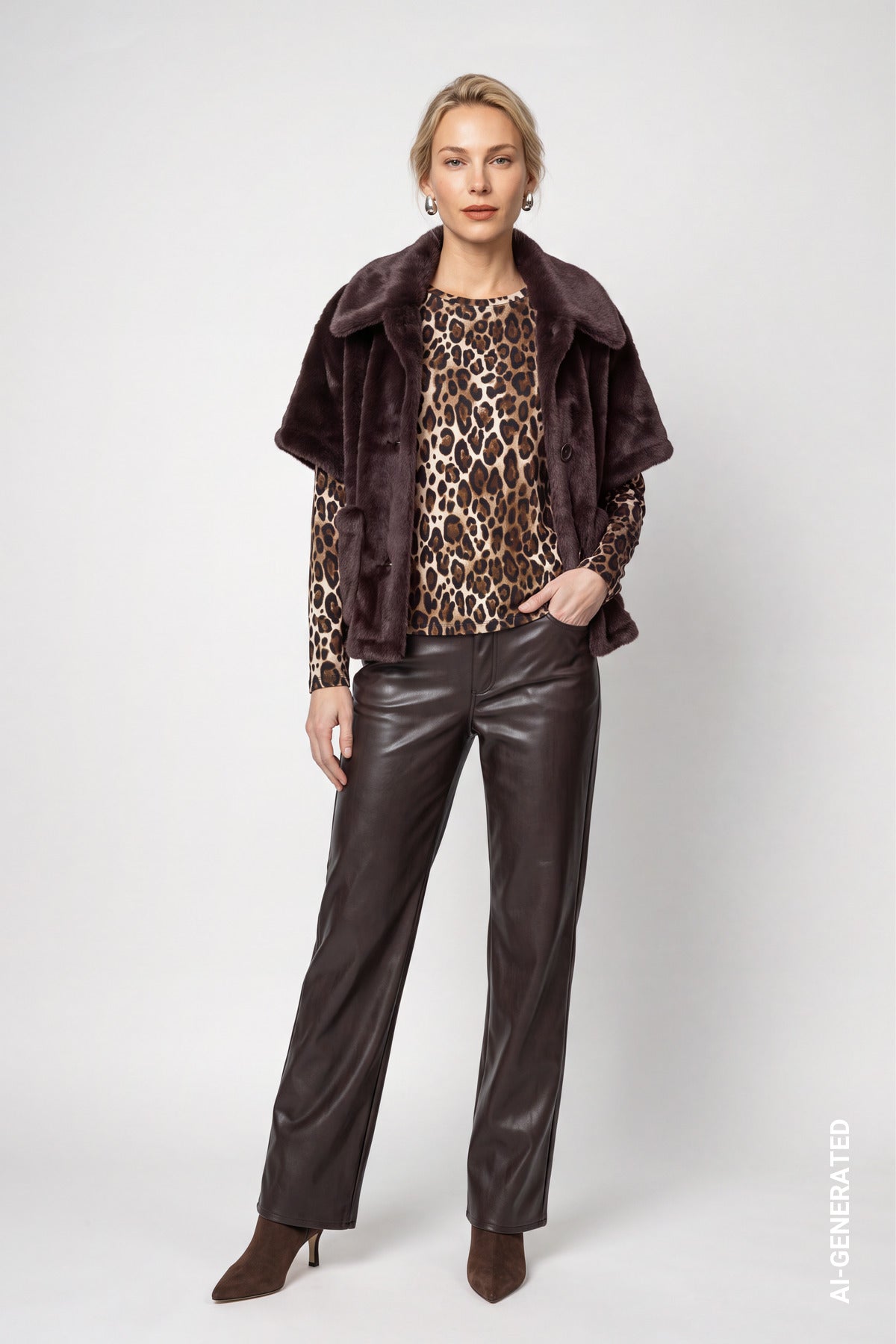 Black Coffee Faux Fur Jacket - 809797