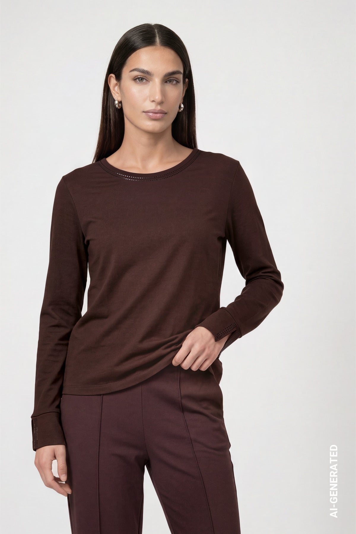 Black Coffee Long Sleeve Top - 810053