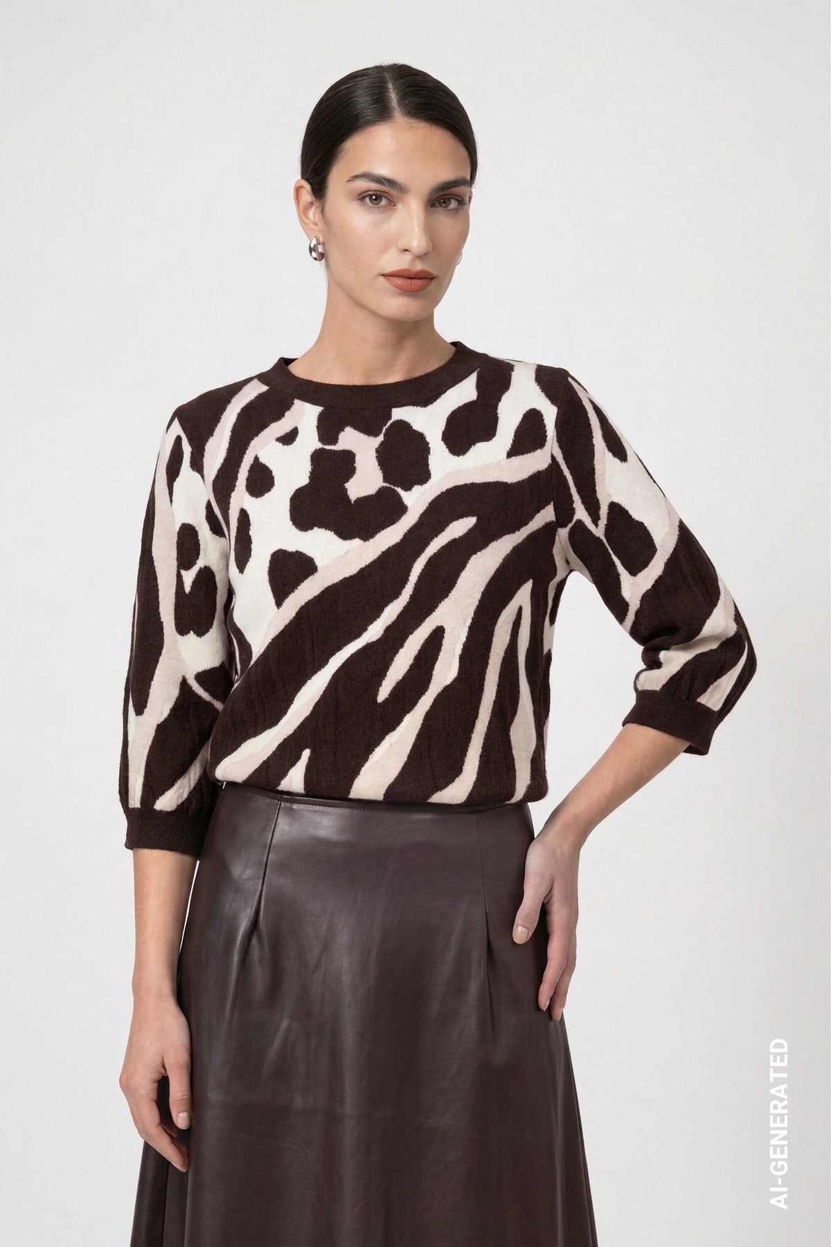 Black Coffee Leo Tiger Knit - 810069