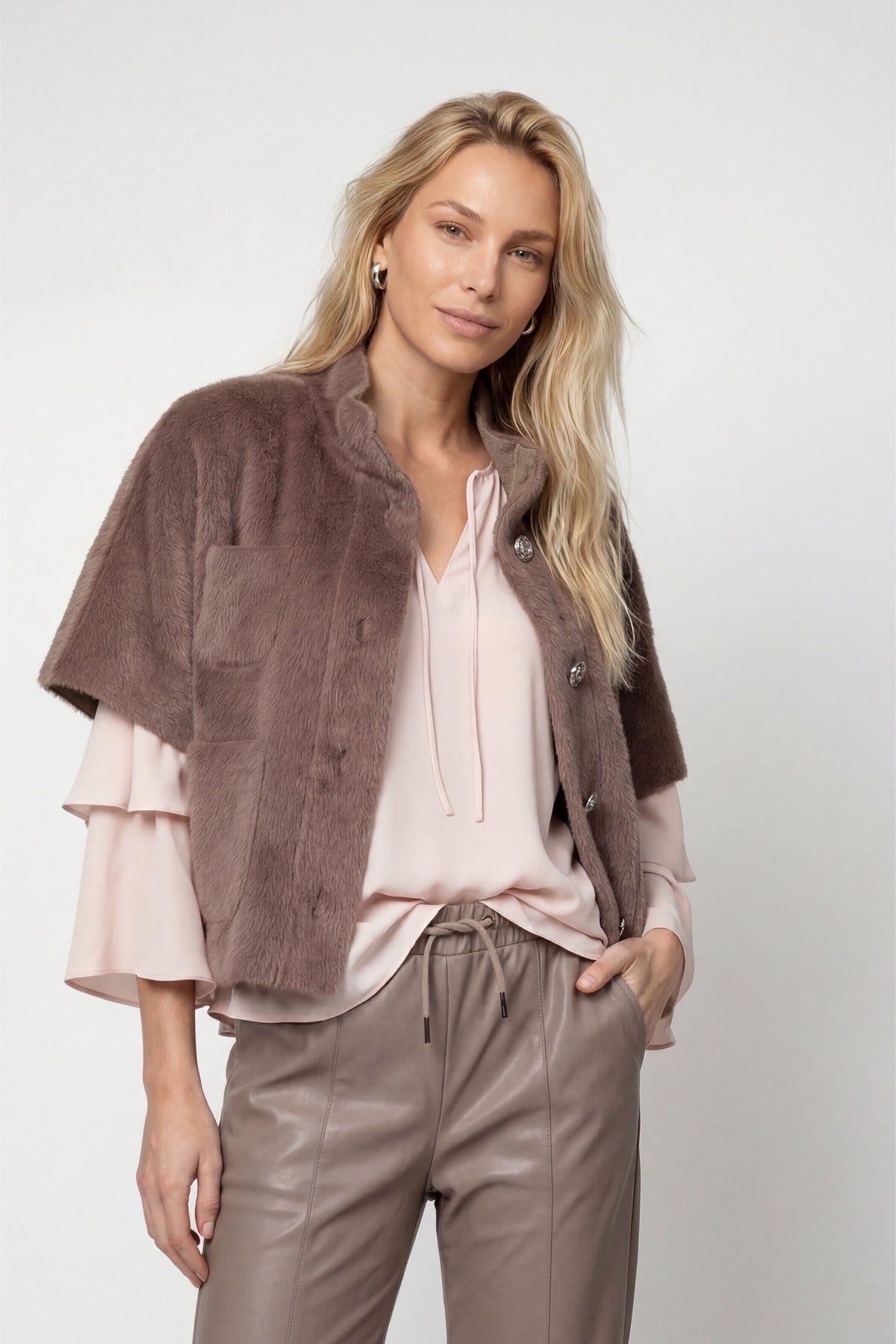 Taupe Faux Fur Jacket - 809998