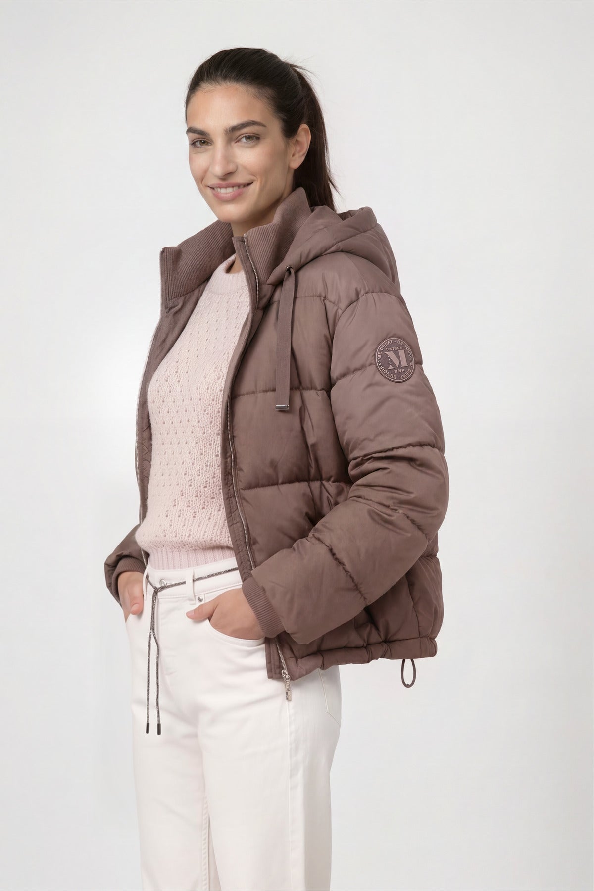 Taupe Padded Hooded Jacket - 810043