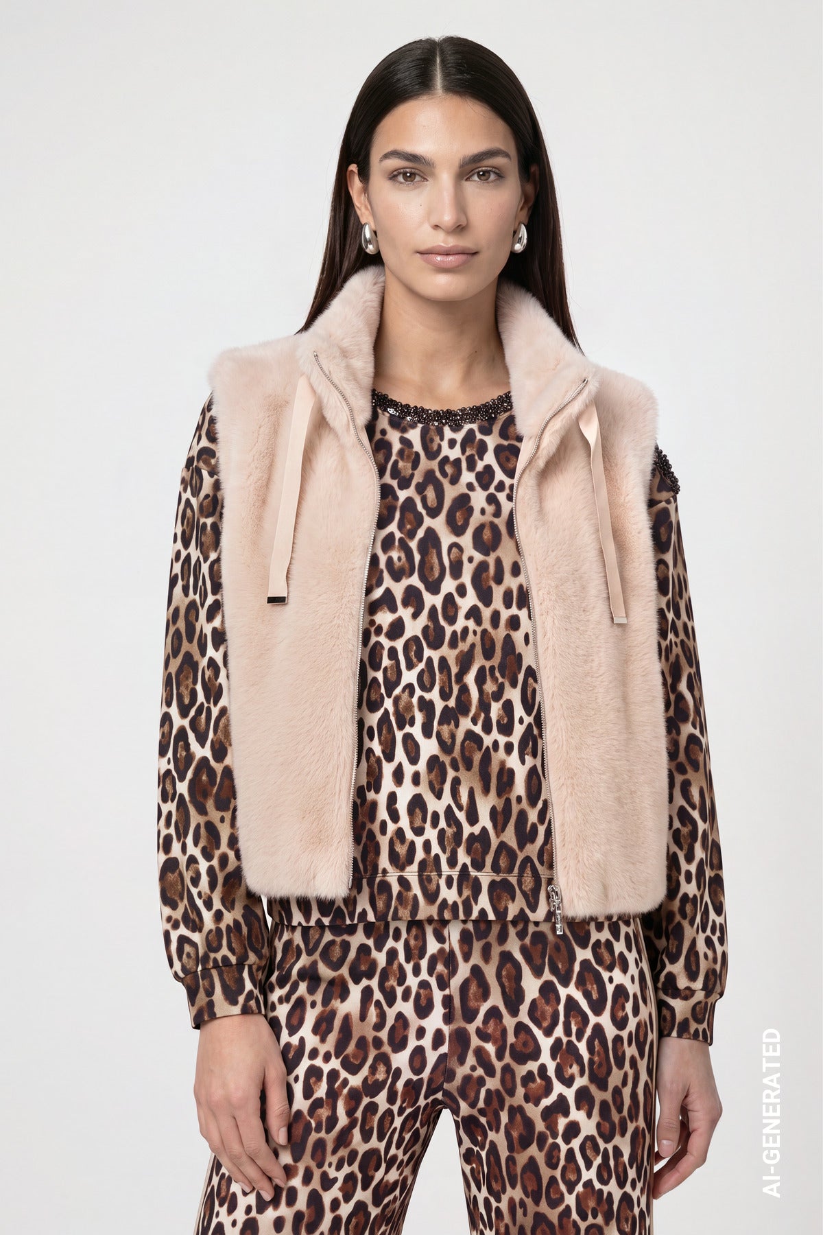 Cappuccino Faux Fur Waistcoat - 810033