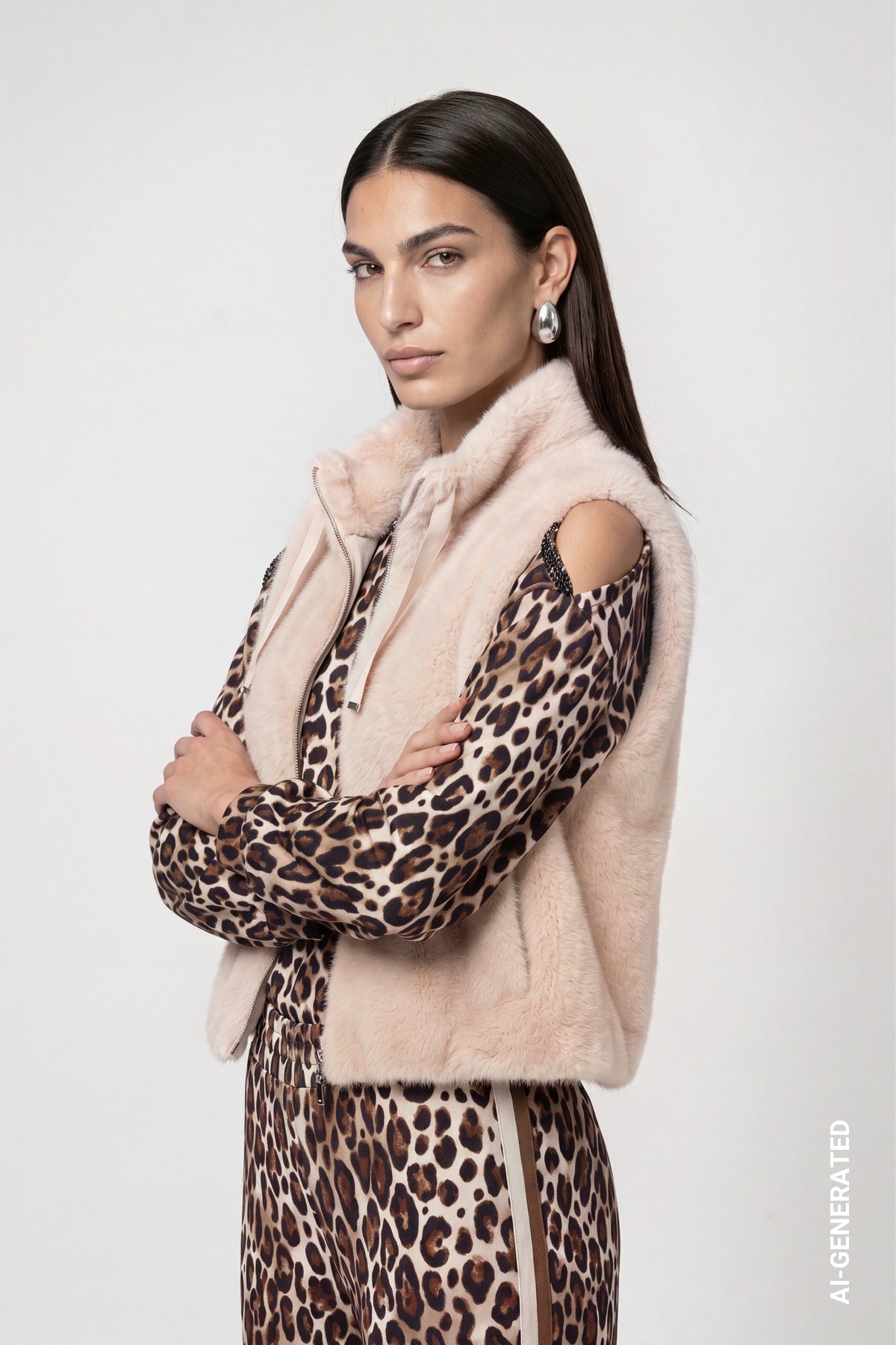 Cappuccino Faux Fur Waistcoat - 810033