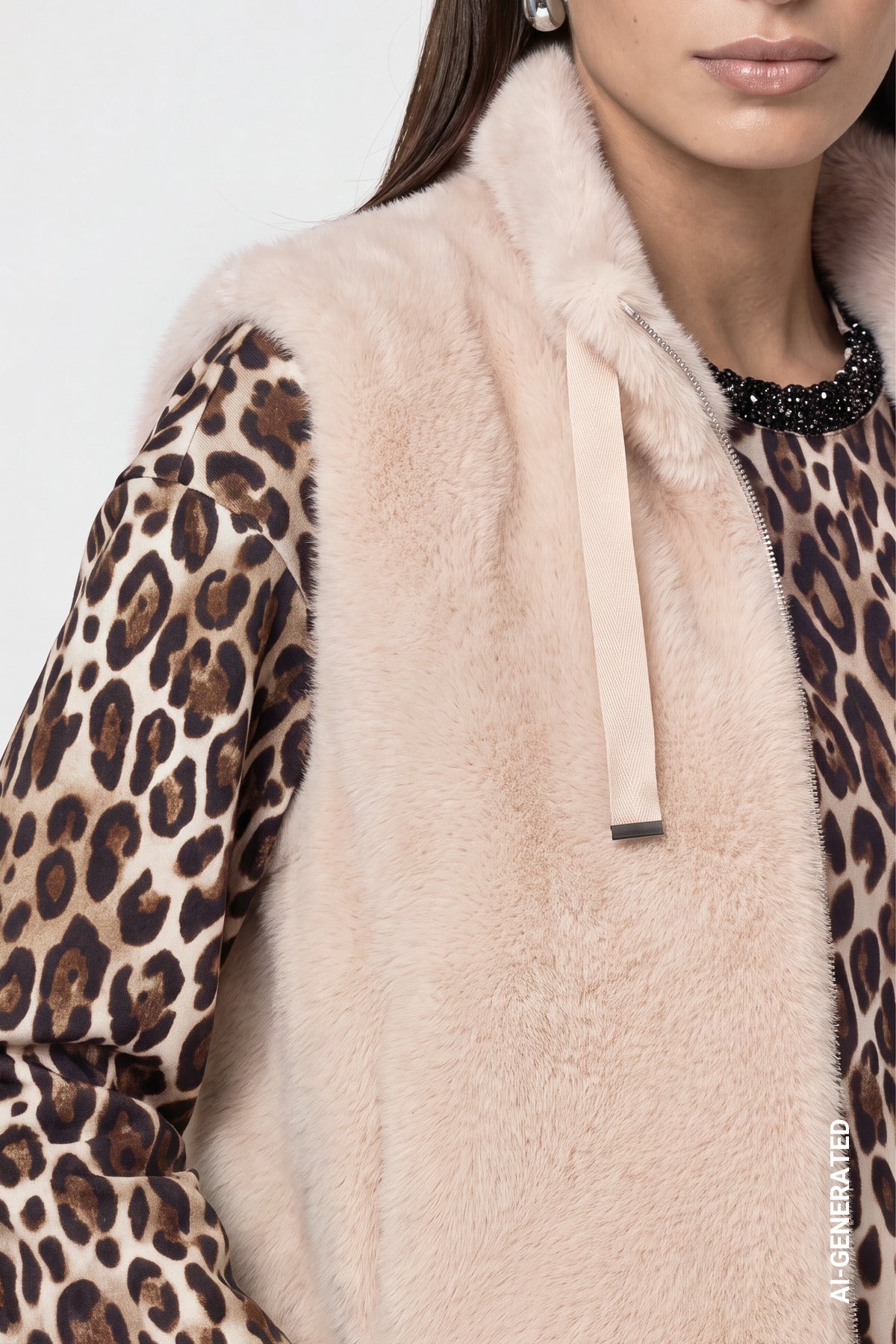 Cappuccino Faux Fur Waistcoat - 810033