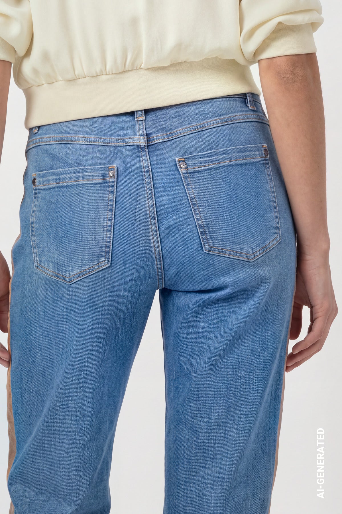 Velvet Trim Blue Jeans - 810128