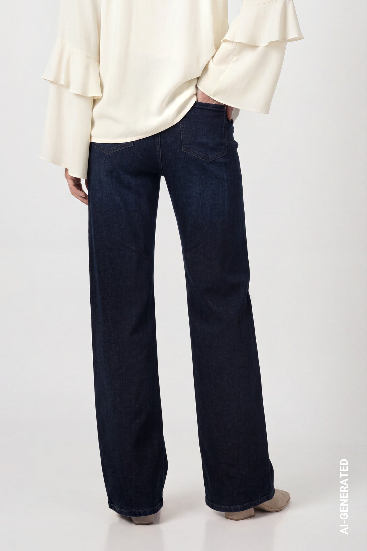 Dark Denim Wide Leg Jeans - 810112