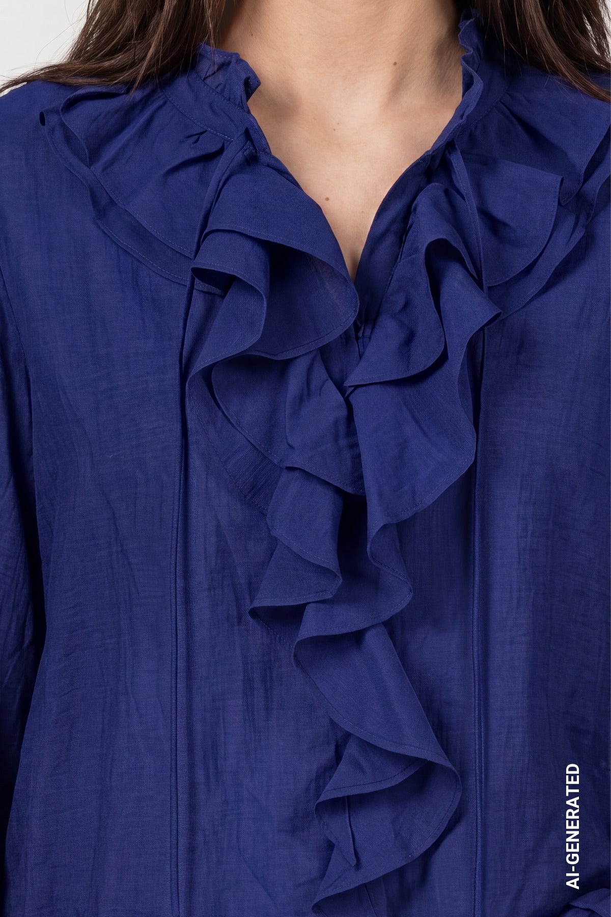 Classic Navy Frill Blouse - 810223
