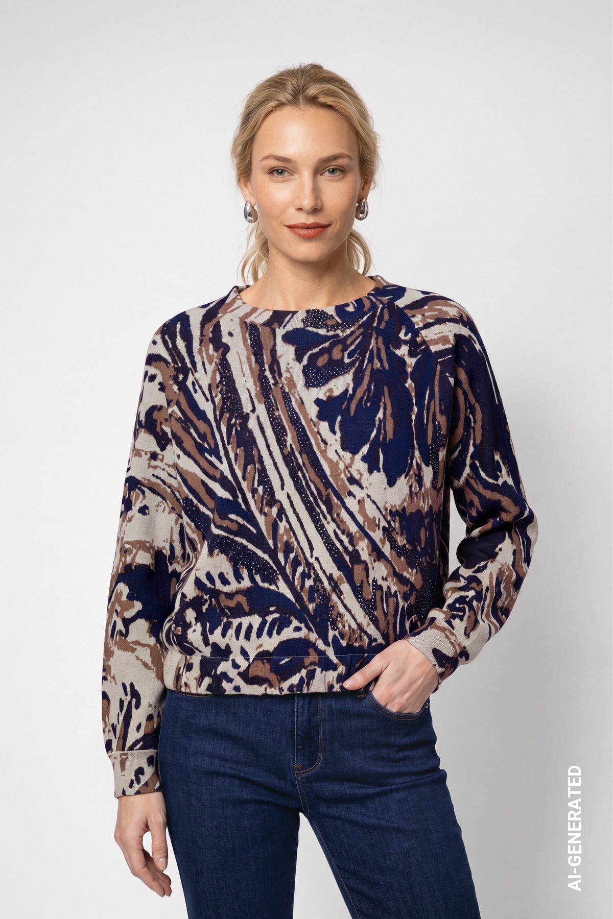 Classic Navy Paisley Jacquard Jumper - 810332