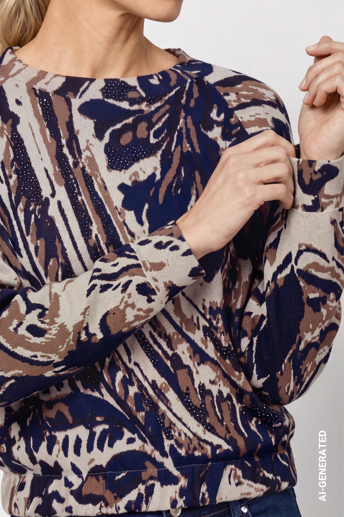 Classic Navy Paisley Jacquard Jumper - 810332
