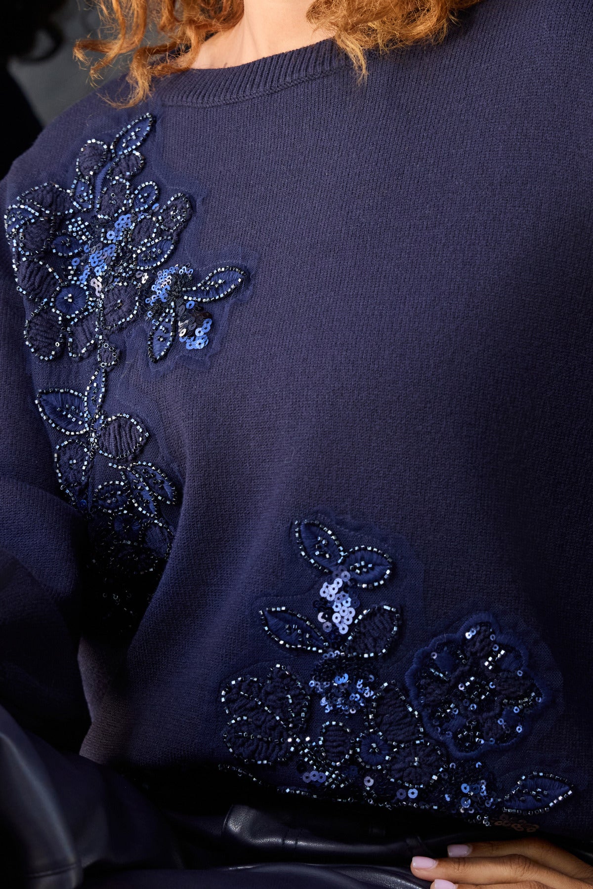 Dark Blue Embellished Jumper - 810154
