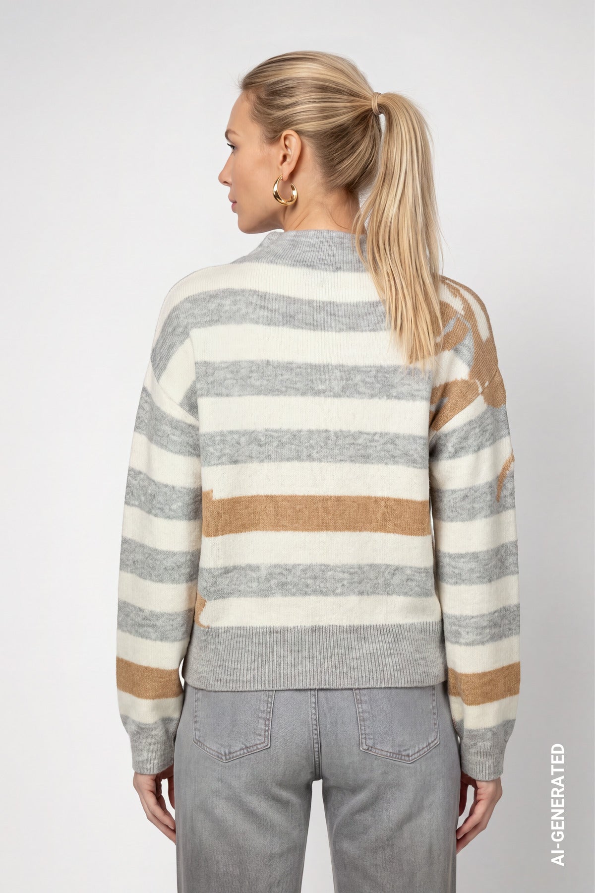 Light Grey Melange Stripe Knit - 809933