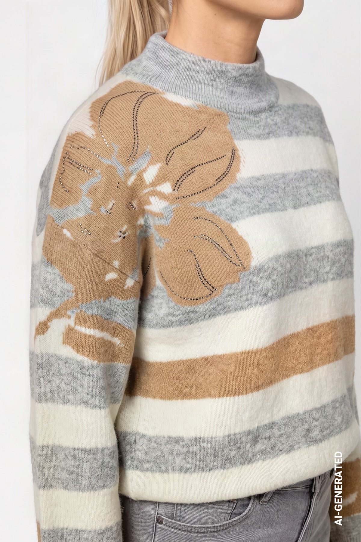 Light Grey Melange Stripe Knit - 809933