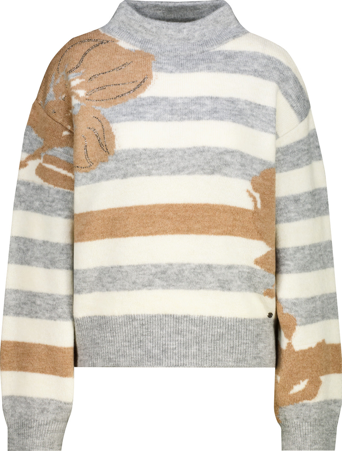 Light Grey Melange Stripe Knit - 809933