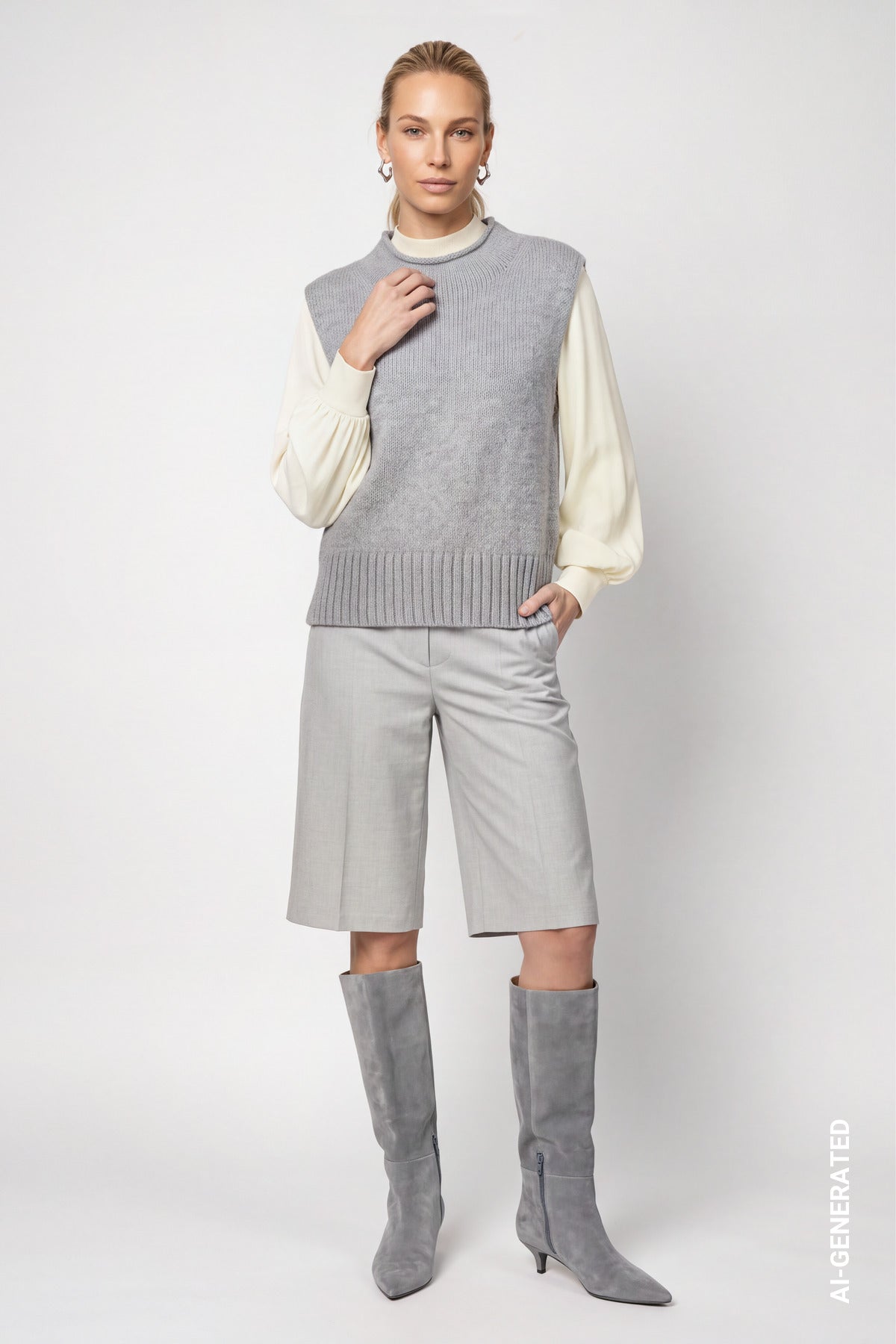 Light Grey Melange Slipover - 809977