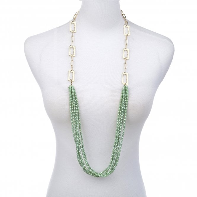 Long Green & Gold Necklace N1161