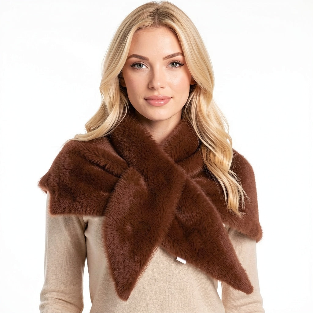 Toffee Faux Fur Shawl Scarf - SC2113