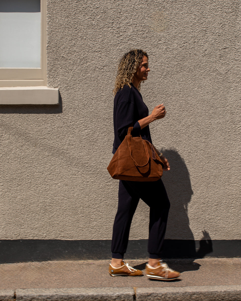 Soho Tan Suede Slouch Bag