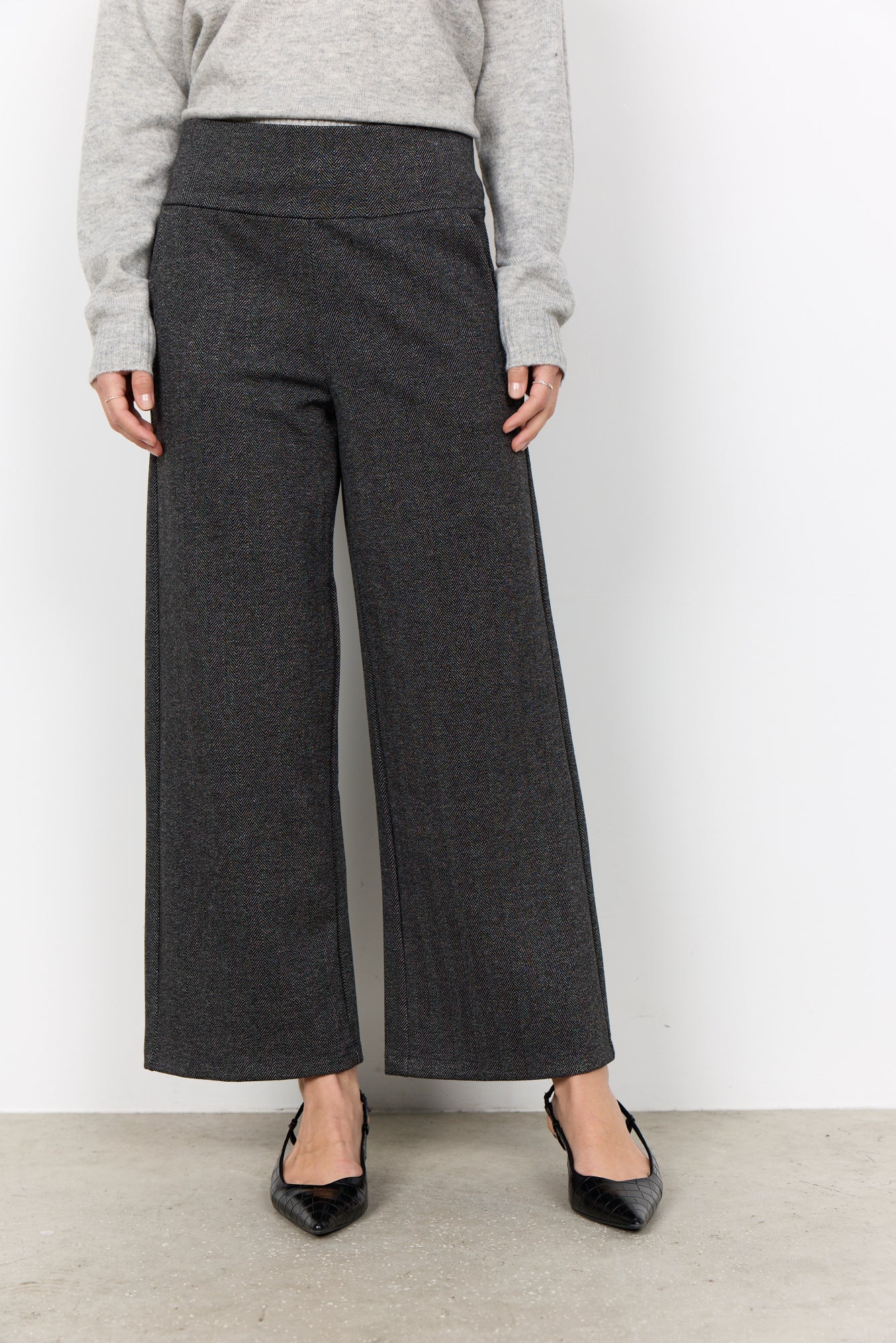 Hebe 3YD Black Herringbone Pants - 27814