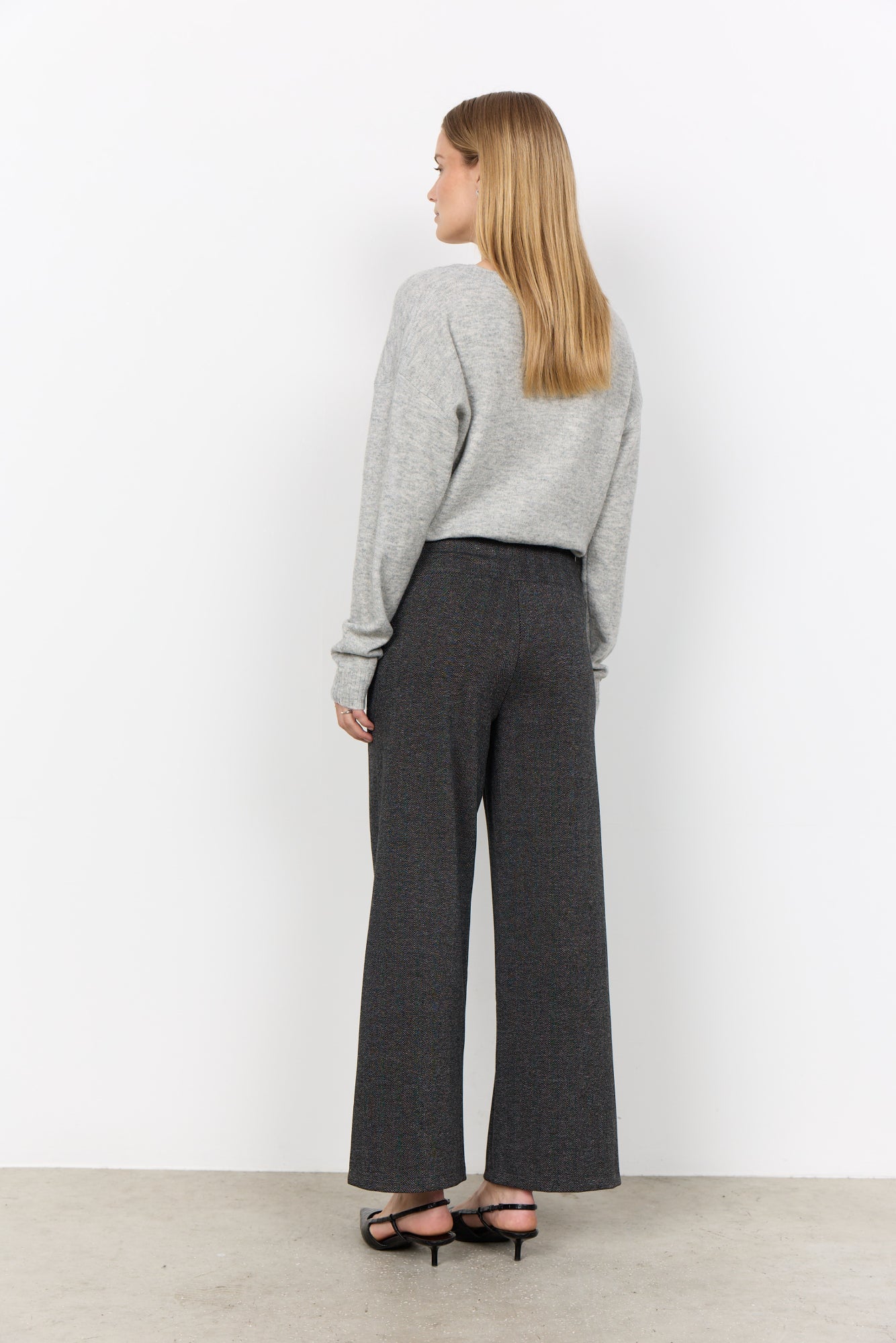 Hebe 3YD Black Herringbone Pants - 27814