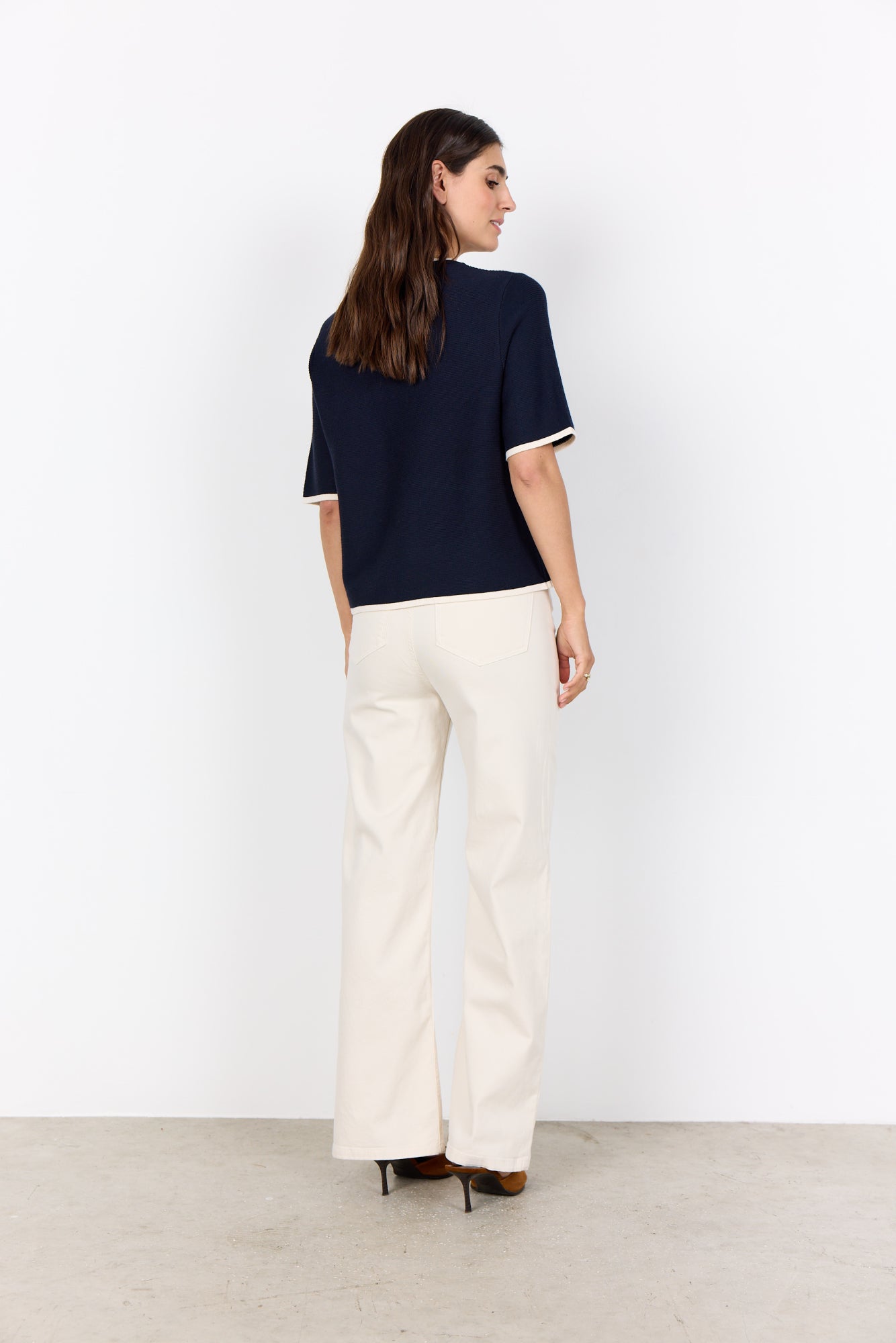 Dollie 793 Navy Ribbed Knit Top - 33673