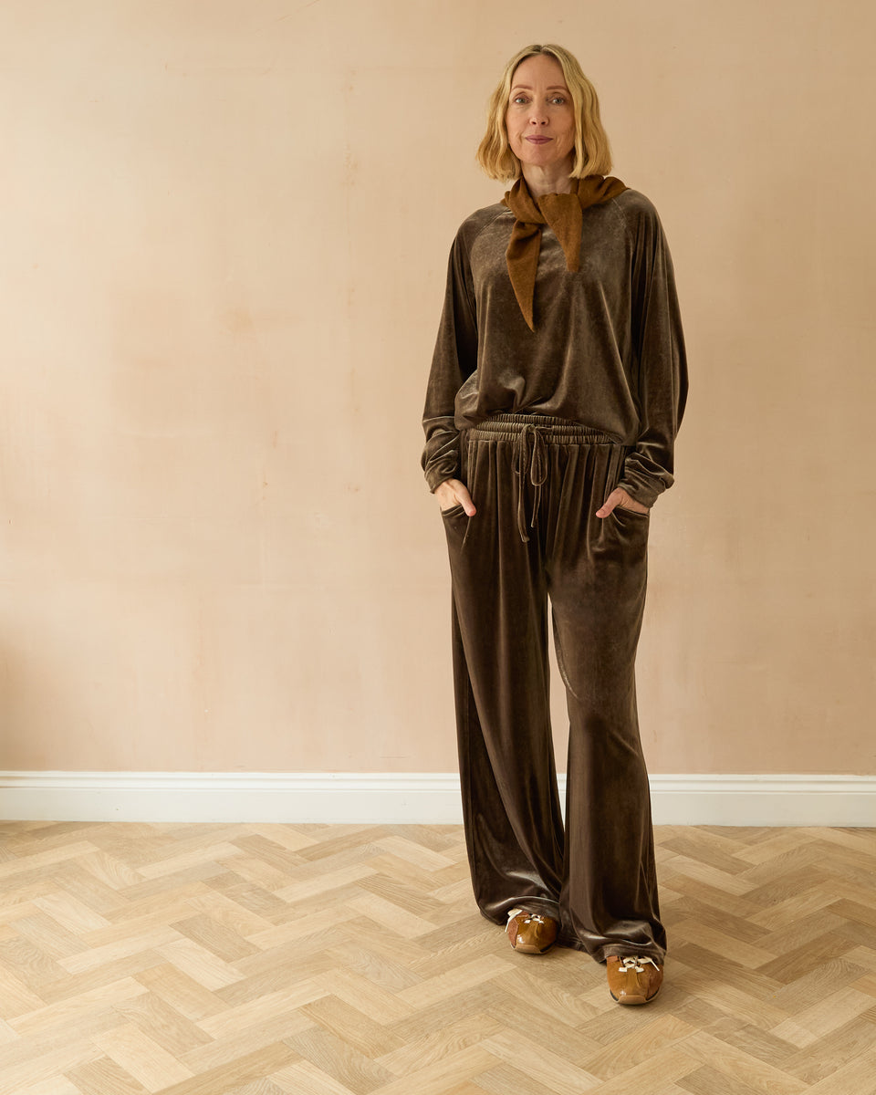 Tabby Truffle Velour Trousers
